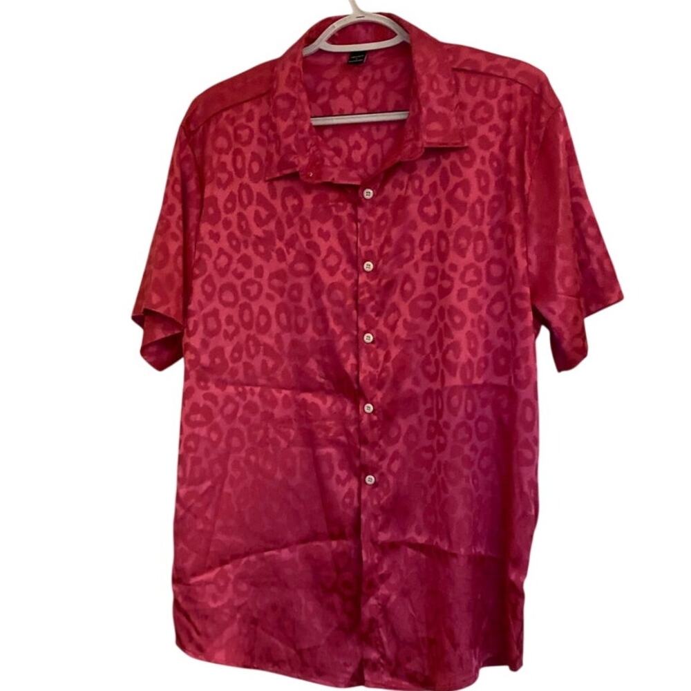 Manitou Pink Leopard Print Button Front Blouse Wo… - image 3